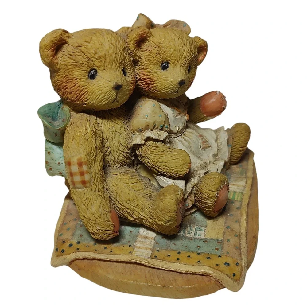 Vintage Hamilton Gifts Figurine Cherished Teddies Nathaniel and Nellie Twice SEE